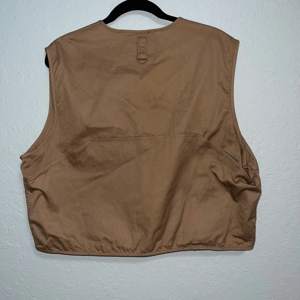 Vintage L.L. Bean Fishing Vest Mens XL Khaki Canvas Multi-Pocket Utility Brown